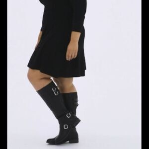 Torrid Faux Leather Buckle Knee Boots Wide Calf